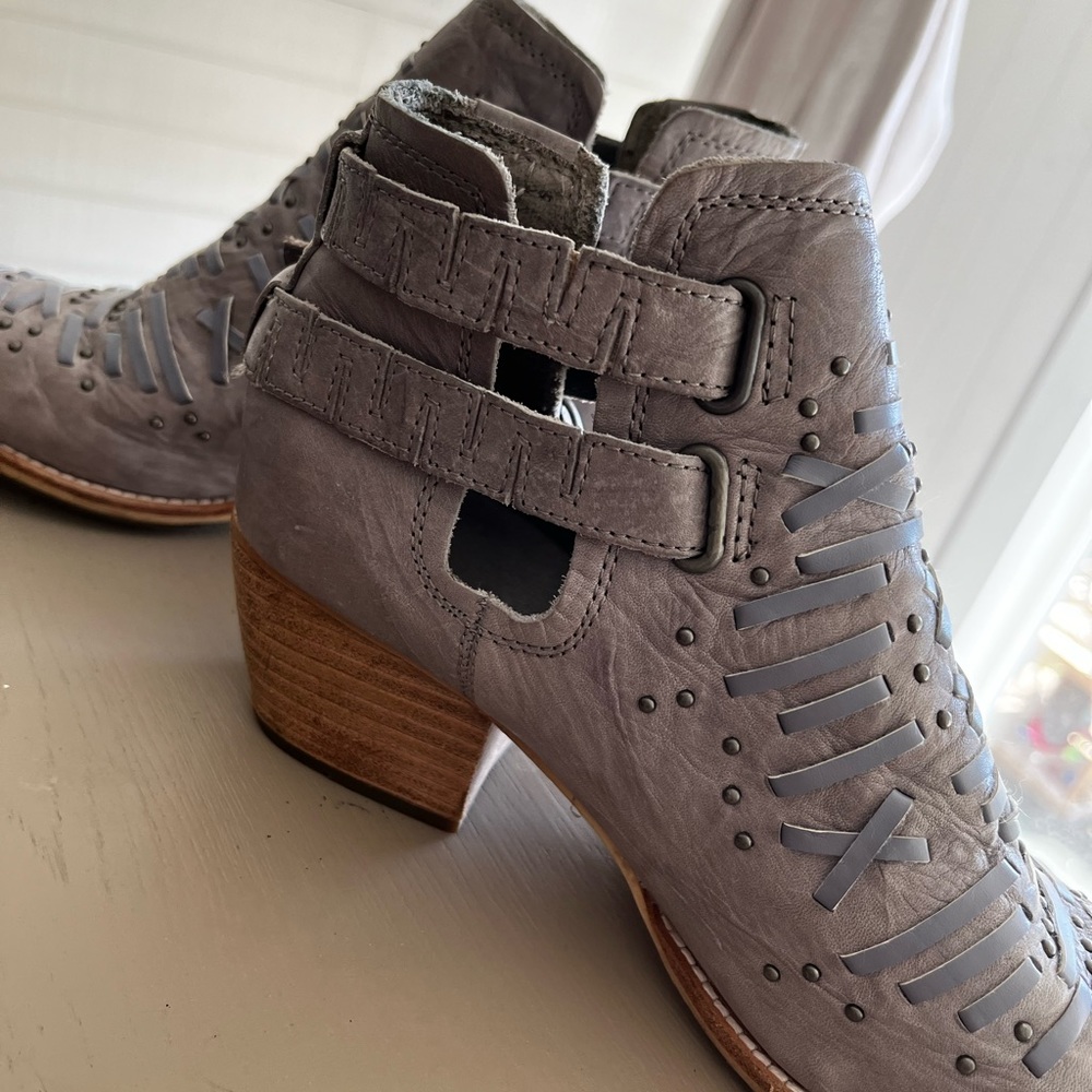 Caterpillar Grey Leather Booties - cowgirl boots